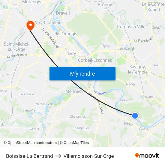 Boissise-La-Bertrand to Villemoisson-Sur-Orge map