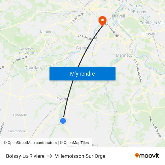 Boissy-La-Riviere to Villemoisson-Sur-Orge map