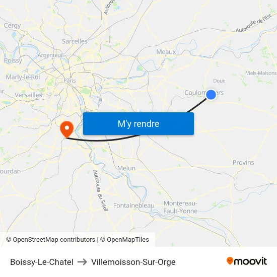 Boissy-Le-Chatel to Villemoisson-Sur-Orge map