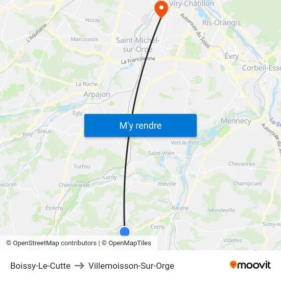 Boissy-Le-Cutte to Villemoisson-Sur-Orge map