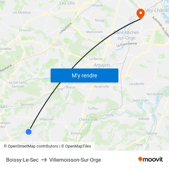 Boissy-Le-Sec to Villemoisson-Sur-Orge map