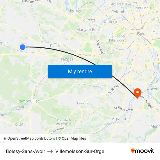 Boissy-Sans-Avoir to Villemoisson-Sur-Orge map