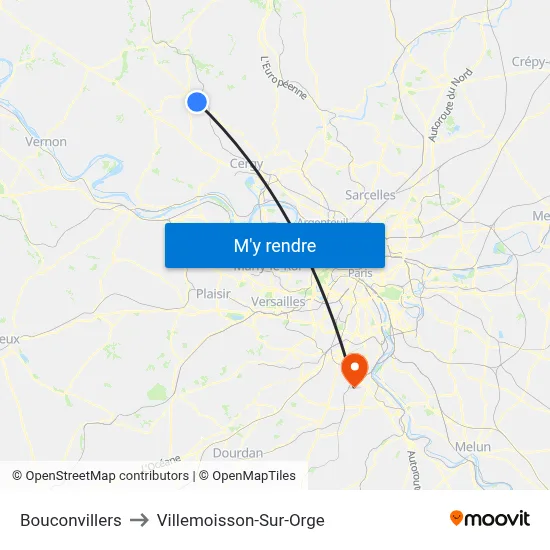 Bouconvillers to Villemoisson-Sur-Orge map