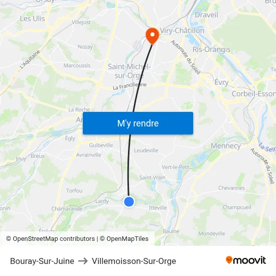 Bouray-Sur-Juine to Villemoisson-Sur-Orge map