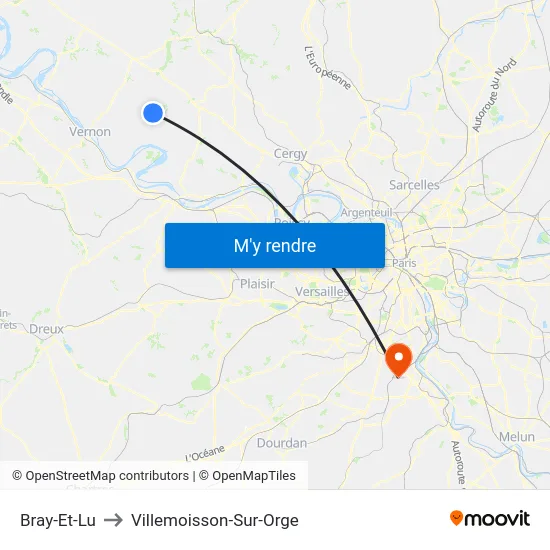 Bray-Et-Lu to Villemoisson-Sur-Orge map