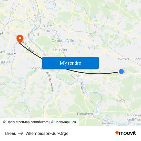 Breau to Villemoisson-Sur-Orge map
