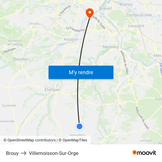Brouy to Villemoisson-Sur-Orge map