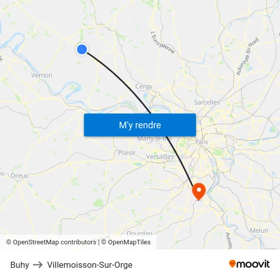 Buhy to Villemoisson-Sur-Orge map
