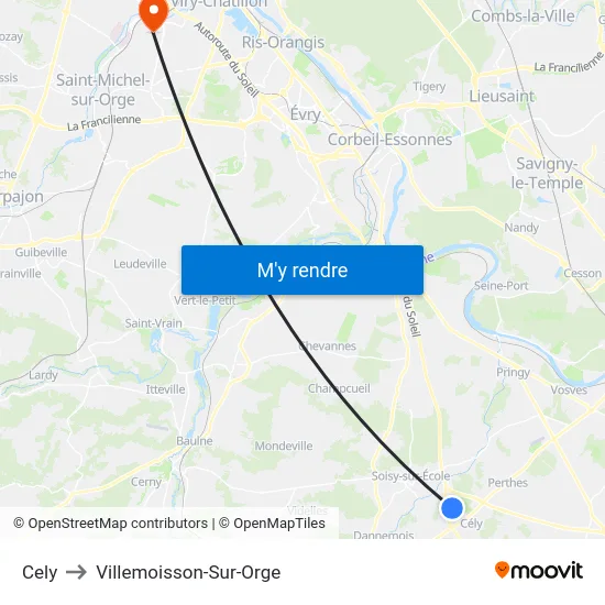 Cely to Villemoisson-Sur-Orge map