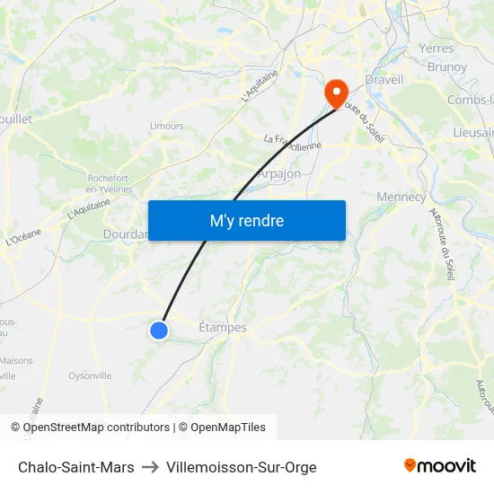 Chalo-Saint-Mars to Villemoisson-Sur-Orge map