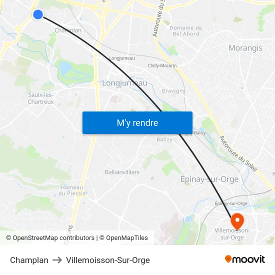Champlan to Villemoisson-Sur-Orge map