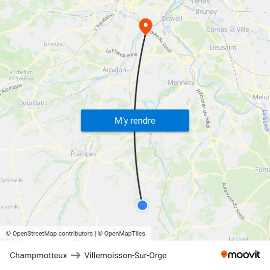 Champmotteux to Villemoisson-Sur-Orge map