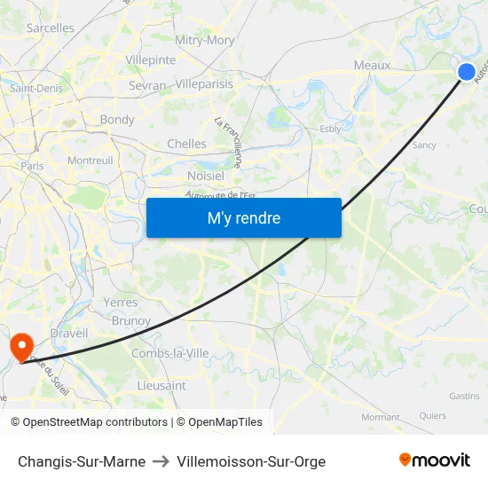 Changis-Sur-Marne to Villemoisson-Sur-Orge map