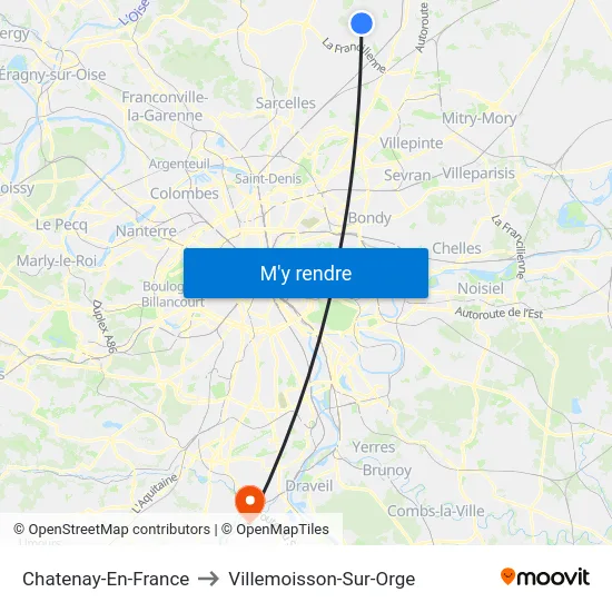 Chatenay-En-France to Villemoisson-Sur-Orge map