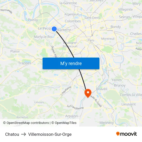 Chatou to Villemoisson-Sur-Orge map