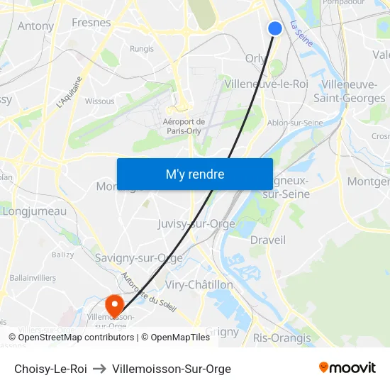 Choisy-Le-Roi to Villemoisson-Sur-Orge map