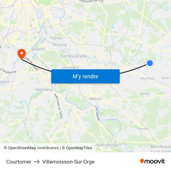 Courtomer to Villemoisson-Sur-Orge map