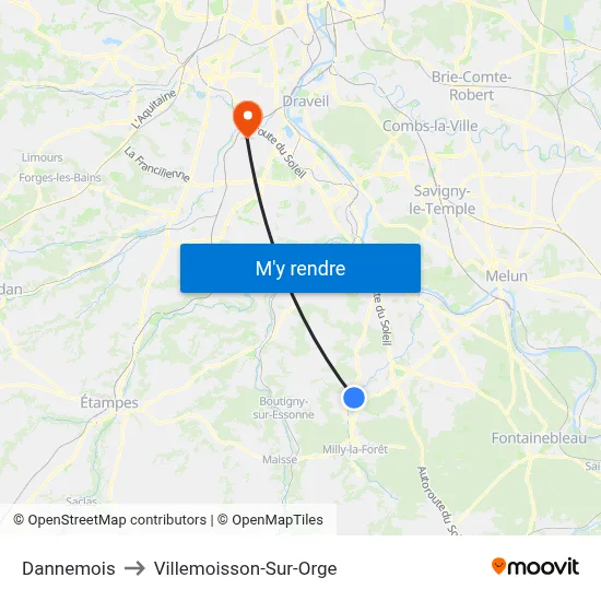 Dannemois to Villemoisson-Sur-Orge map