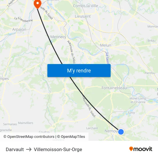 Darvault to Villemoisson-Sur-Orge map