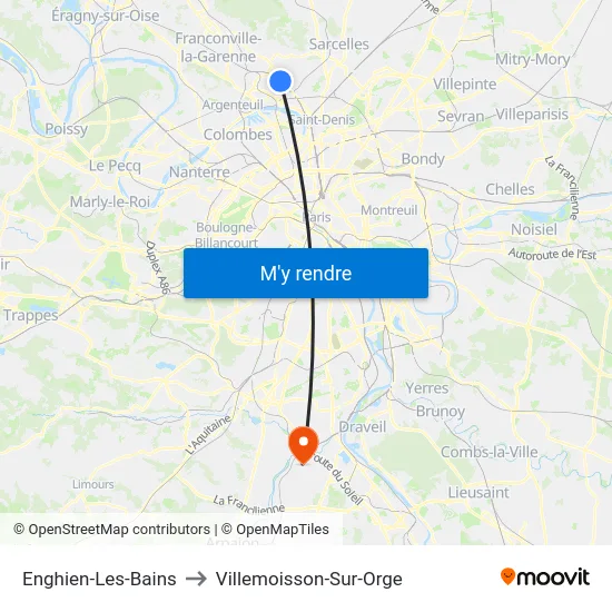 Enghien-Les-Bains to Villemoisson-Sur-Orge map
