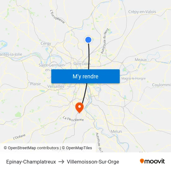 Epinay-Champlatreux to Villemoisson-Sur-Orge map