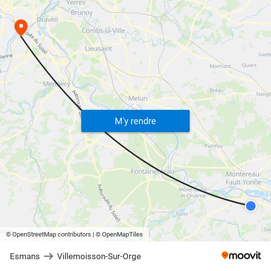 Esmans to Villemoisson-Sur-Orge map