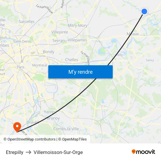 Etrepilly to Villemoisson-Sur-Orge map