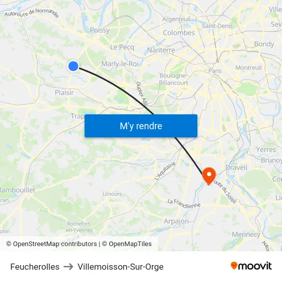 Feucherolles to Villemoisson-Sur-Orge map