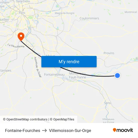 Fontaine-Fourches to Villemoisson-Sur-Orge map