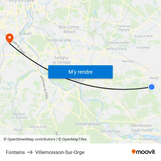 Fontains to Villemoisson-Sur-Orge map