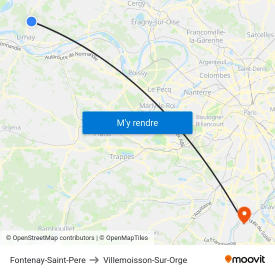 Fontenay-Saint-Pere to Villemoisson-Sur-Orge map