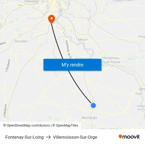 Fontenay-Sur-Loing to Villemoisson-Sur-Orge map