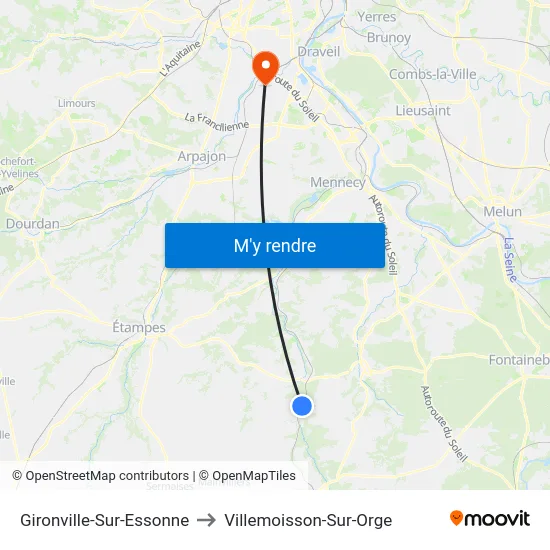 Gironville-Sur-Essonne to Villemoisson-Sur-Orge map