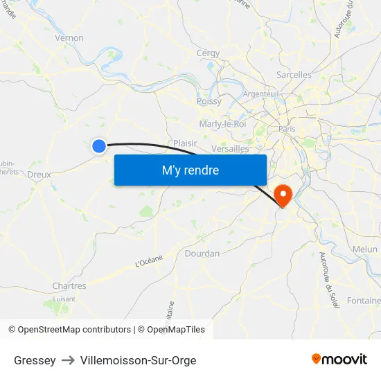Gressey to Villemoisson-Sur-Orge map