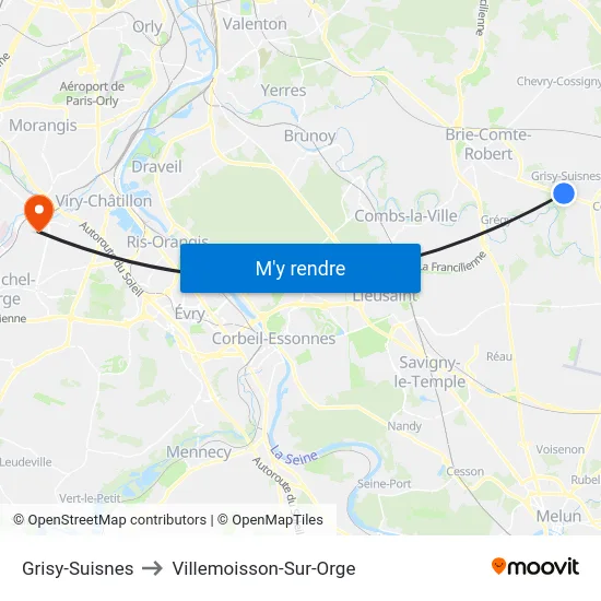 Grisy-Suisnes to Villemoisson-Sur-Orge map