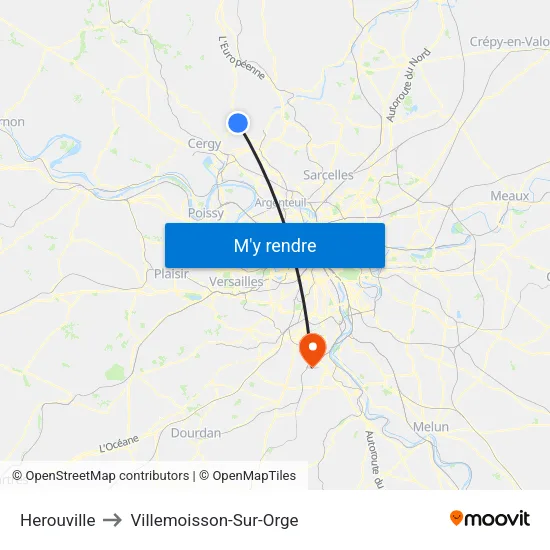 Herouville to Villemoisson-Sur-Orge map