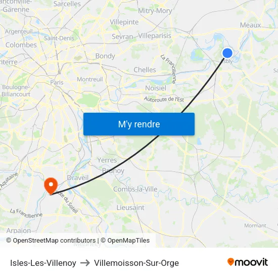 Isles-Les-Villenoy to Villemoisson-Sur-Orge map