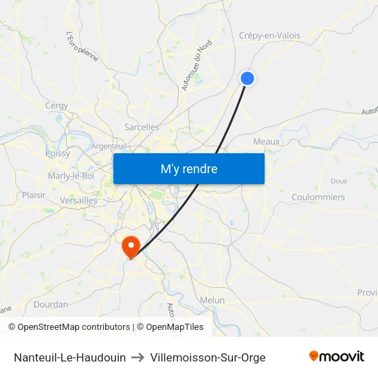 Nanteuil-Le-Haudouin to Villemoisson-Sur-Orge map
