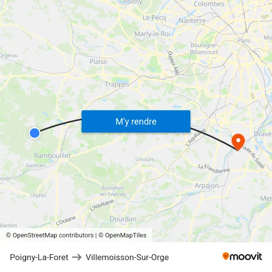Poigny-La-Foret to Villemoisson-Sur-Orge map