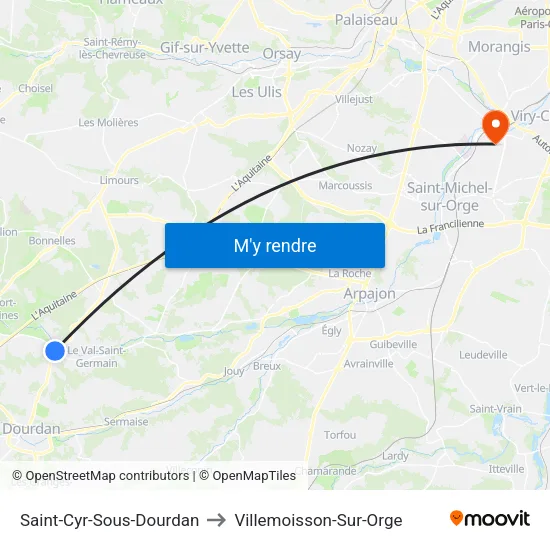 Saint-Cyr-Sous-Dourdan to Villemoisson-Sur-Orge map