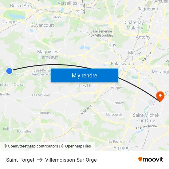 Saint-Forget to Villemoisson-Sur-Orge map