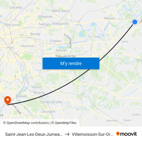 Saint-Jean-Les-Deux-Jumeaux to Villemoisson-Sur-Orge map