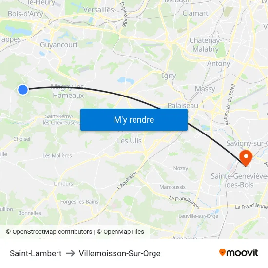 Saint-Lambert to Villemoisson-Sur-Orge map