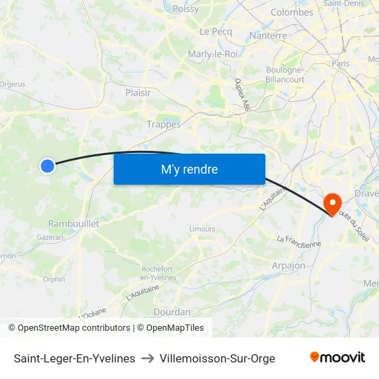 Saint-Leger-En-Yvelines to Villemoisson-Sur-Orge map