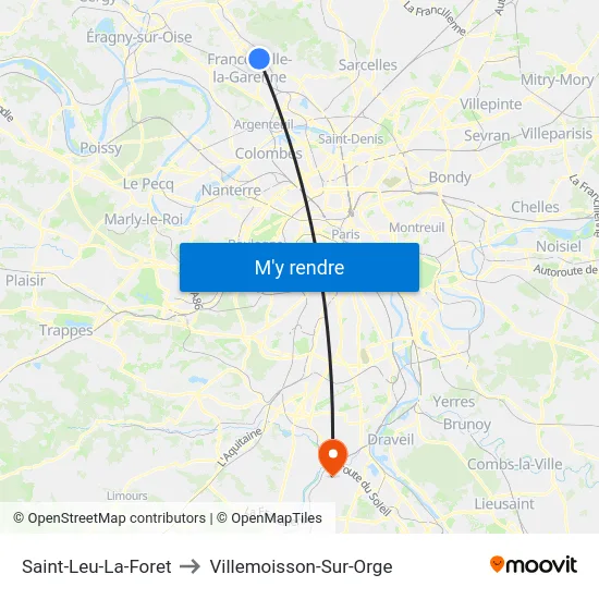Saint-Leu-La-Foret to Villemoisson-Sur-Orge map