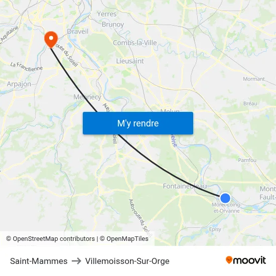 Saint-Mammes to Villemoisson-Sur-Orge map