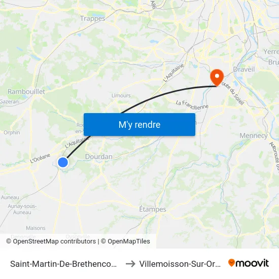 Saint-Martin-De-Brethencourt to Villemoisson-Sur-Orge map