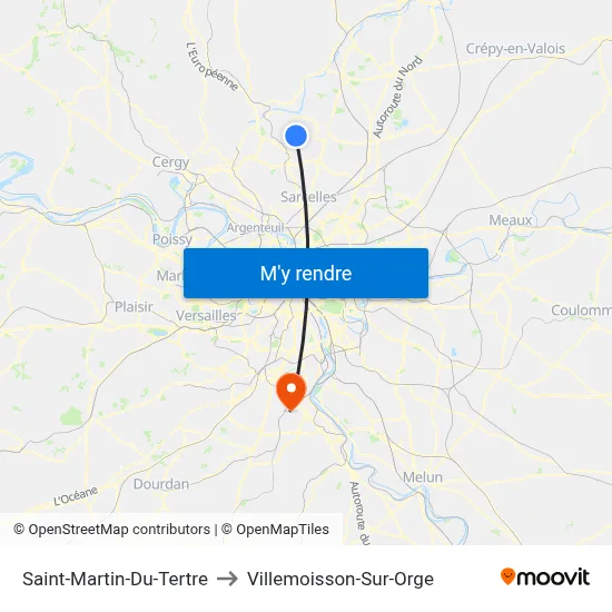 Saint-Martin-Du-Tertre to Villemoisson-Sur-Orge map