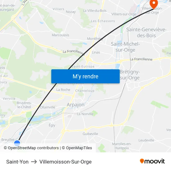 Saint-Yon to Villemoisson-Sur-Orge map