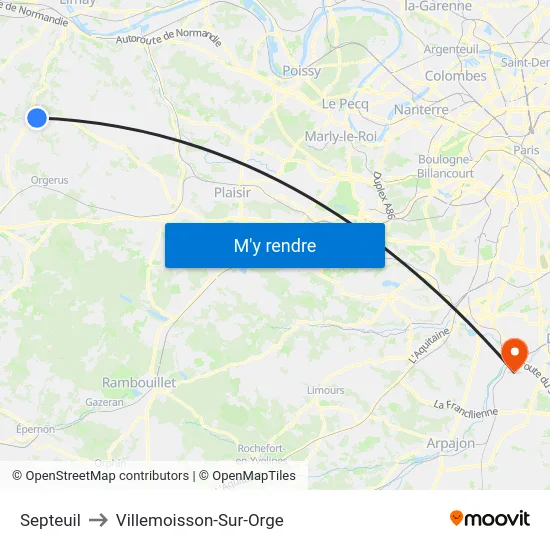 Septeuil to Villemoisson-Sur-Orge map